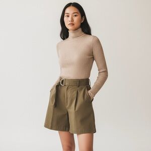 Banana Republic Brown Olive High-Waist Belted Women's Shorts